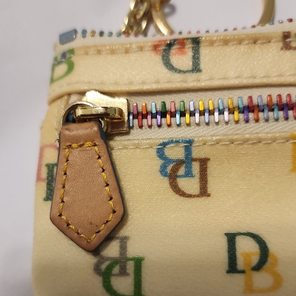 Dooney & Bourke Tan Multicolor Logo Keychain Pouch - Picture 3 of 10